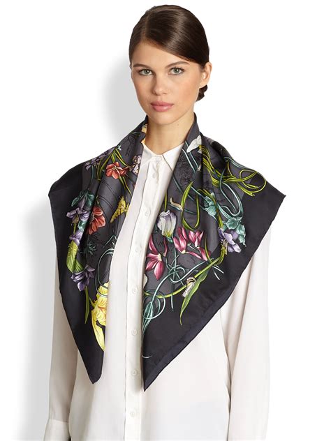 black silk gucci scarf|gucci silk scarf women.